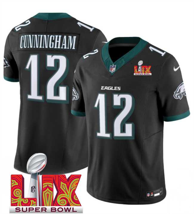 Men & Women & Youth Philadelphia Eagles #12 Randall Cunningham Black 2025 Super Bowl LIX Patch New F.U.S.E. Vapor Limited Stitched Jersey